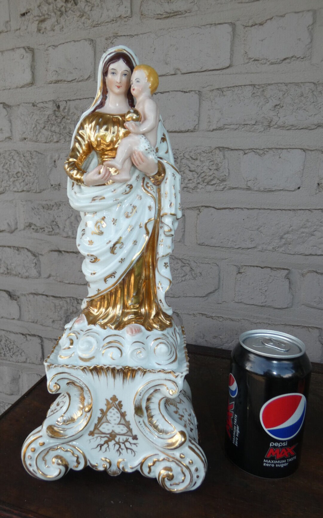 Antique Large Vieux Paris Old Porcelain Madonna Statue Figurine ...