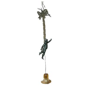 Antique french zamac angel putti cherub pendant lamp chandelier glass tulip