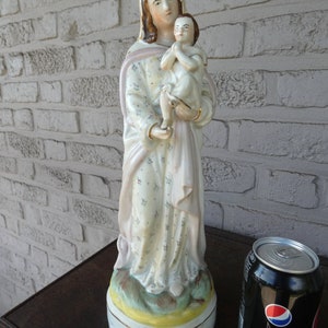 Antique  vieux paris porcelain madonna child  figurine statue religious