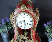 Vintage german walt boulle design mantel clock brass caryatid