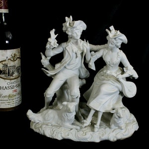Antico tedesco unterweissbach marcato porcellana bisque porcellana statua cane