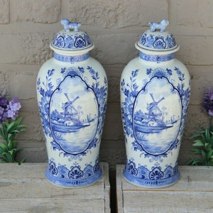 Antique Delft Blue White Pottery Ceramic Dutch Mill Scene Foo - Etsy
