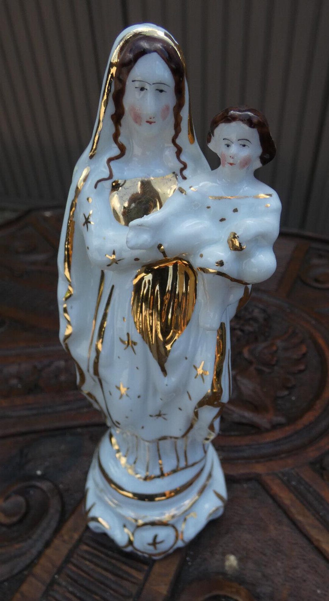 Antique French Vieux Paris Porcelain Madonna Statue Religious - Etsy