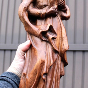 German wood carved 1950 wall madonna console statue figurine religious
