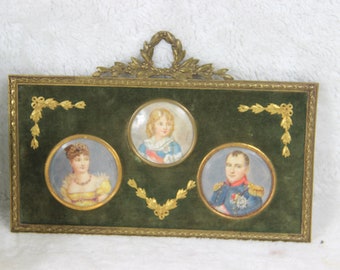RARE antique 19thc napoleon III Miniature medaillon portrait napoleon family