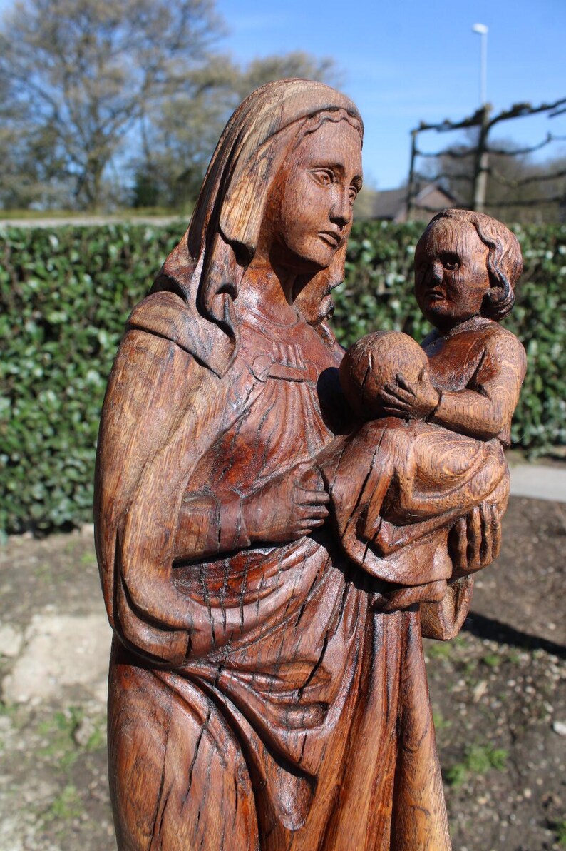 Antique Flemish Wood Carved Madonna Child Statue Figurine - Etsy
