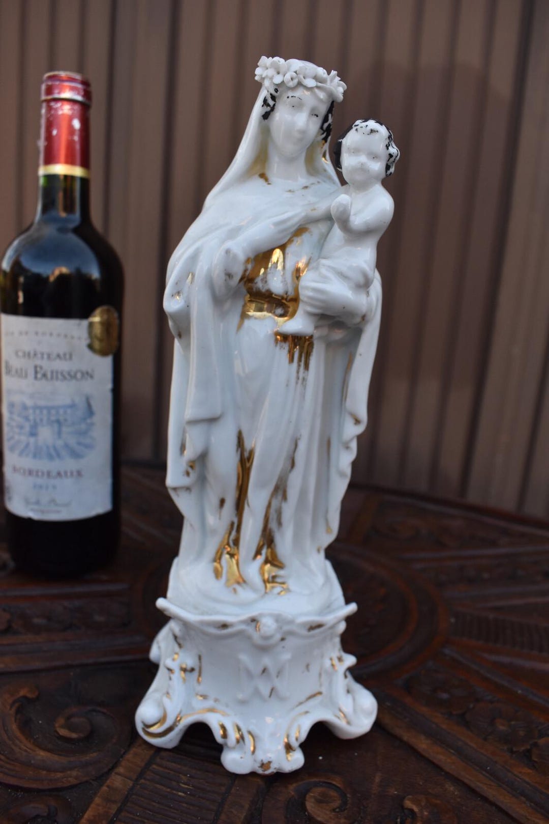 Antique French Vieux Paris Porcelain Madonna Child Statue - Etsy