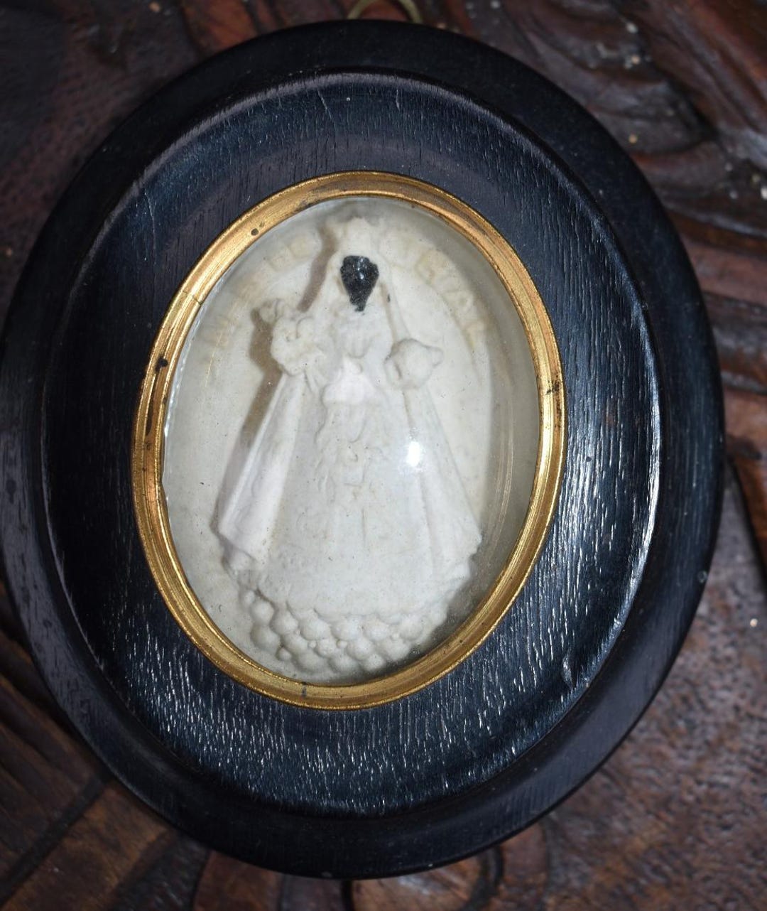Antique Belgian Pipe Clay 19thc Notre Dame De Hal Black Madonna Plaque ...