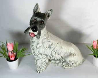 porcelain dog figurine Staf grey faience figurine handmade 