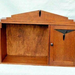 Rare oak wood carved amsterdam holland art deco school cabinet standing
