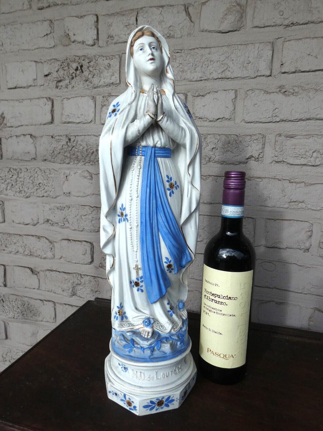 Antique German Bisque Porcelain Large Madonna Notre Dame Lourdes Statue ...