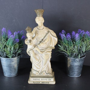 Antique notre dame wavre madonna child statue sculpture religious chalk