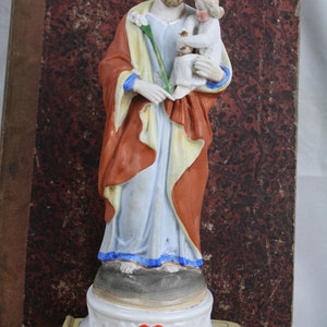 Antique porcelain biscuit sacred heart jesus finest quality piece 1920 france