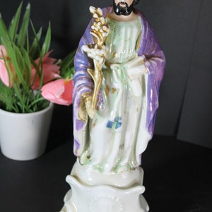 Large antique french vieux paris porcelain saint joseph figurine statue