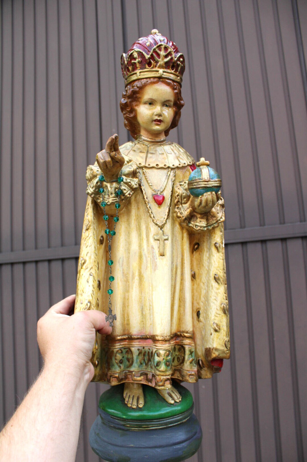 Antique Large Ceramic Saint Jesus Prague Statue Religious Etsy