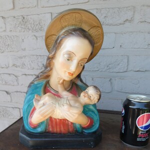 Antique ceramic chalk madonna bust statue sculpture religious