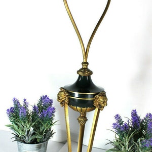 Antique french empire bronze lion heads table lamp paws