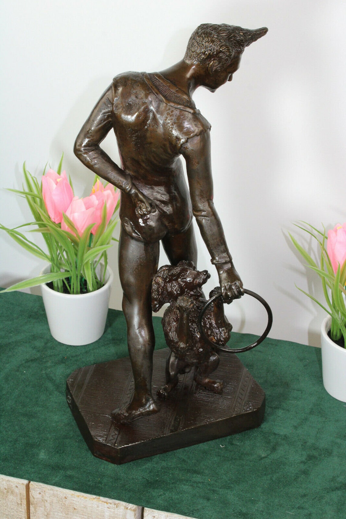 Vintage Bronze Art Deco Statue Dog Trainer Figurine After Etsy