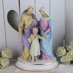 Antieke vieux andenne bisque porselein heilige familie heilige groep Maria Jozef