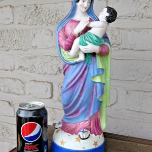 Antique large french vieux paris porcelain madonna child figurine statue rare