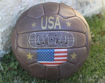 USA - Vintage 1960's retro Soccer ball - 100% leather - The perfect soccer gift!