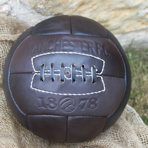 MANCHESTER  - Vintage Retro Leather Soccer Ball 1930&#39;s -- 100% leather
