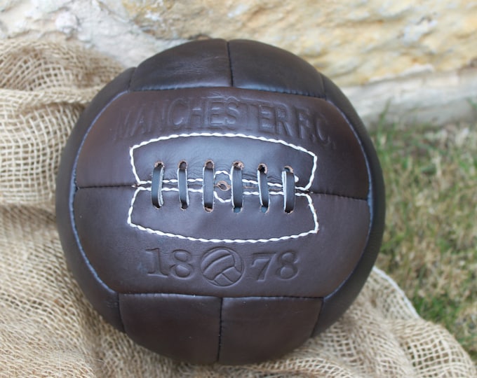 MANCHESTER  - Vintage Retro Leather Soccer Ball 1930's -- 100% leather | Hand crafted