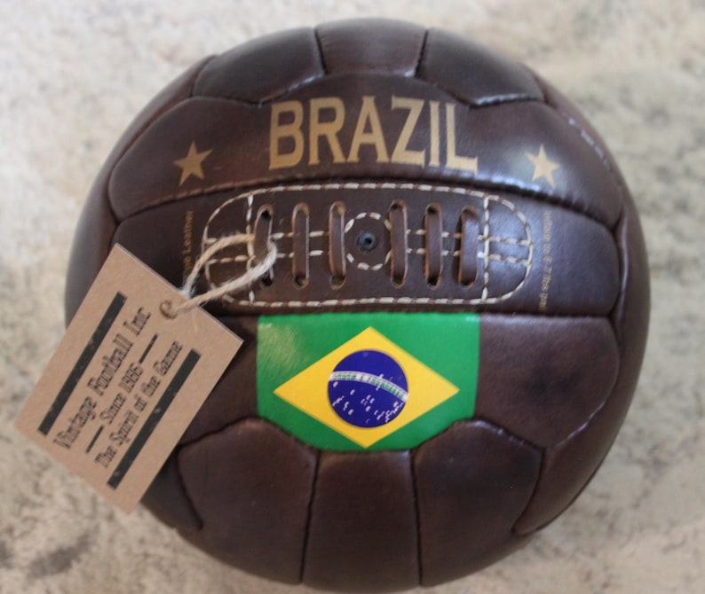 BRAZIL | 1960's Vintage Soccer Ball | 100% leather | Hand Crafted | Soccer gift | Official size image 1