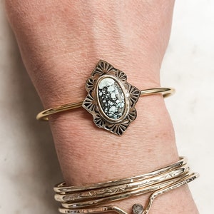 Star Fox Variscite Gemstone Hand Stamped 10ga Brass Cuff Bracelet----&gt; The Haute Bohemian Jewelry