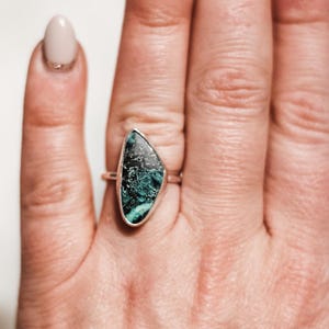 Green Variscite Solitaire Sterling Silver Ring Size 6 | The Haute Bohemian Jewelry |Turquoise jewelry