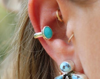Sonoran Turquoise Sterling Silver Ear Cuff | No Piercing Needed