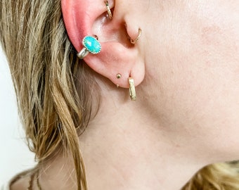 Sonoran Gem Turquoise Sterling Silver Ear Cuff Earring |  The Haute Bohemian Jewelry | Boho Bride | Festival Jewelry