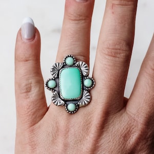 Black Bridge Variscite Statement Sterling Silver Ring Size 6 1/2 | The Haute Bohemian Jewelry |Turquoise jewelry