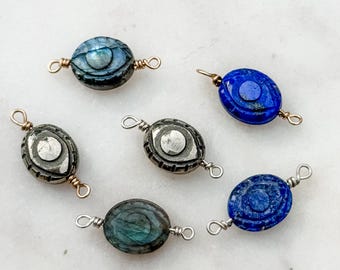 Evil Eye Gemstone Connectors | Sterling Silver, Gold Filled | Jewelry Making Supplies