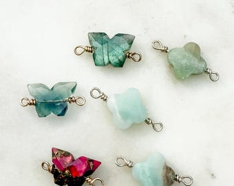 Gemstone Connectors | Sterling Silver & Gold Filled, Butterfly Clover