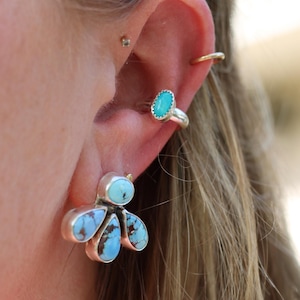 Sonoran Gem Turquoise Boucle d'oreille en argent sterling |  Les bijoux haute bohème | mariée bohème | Bijoux de fête