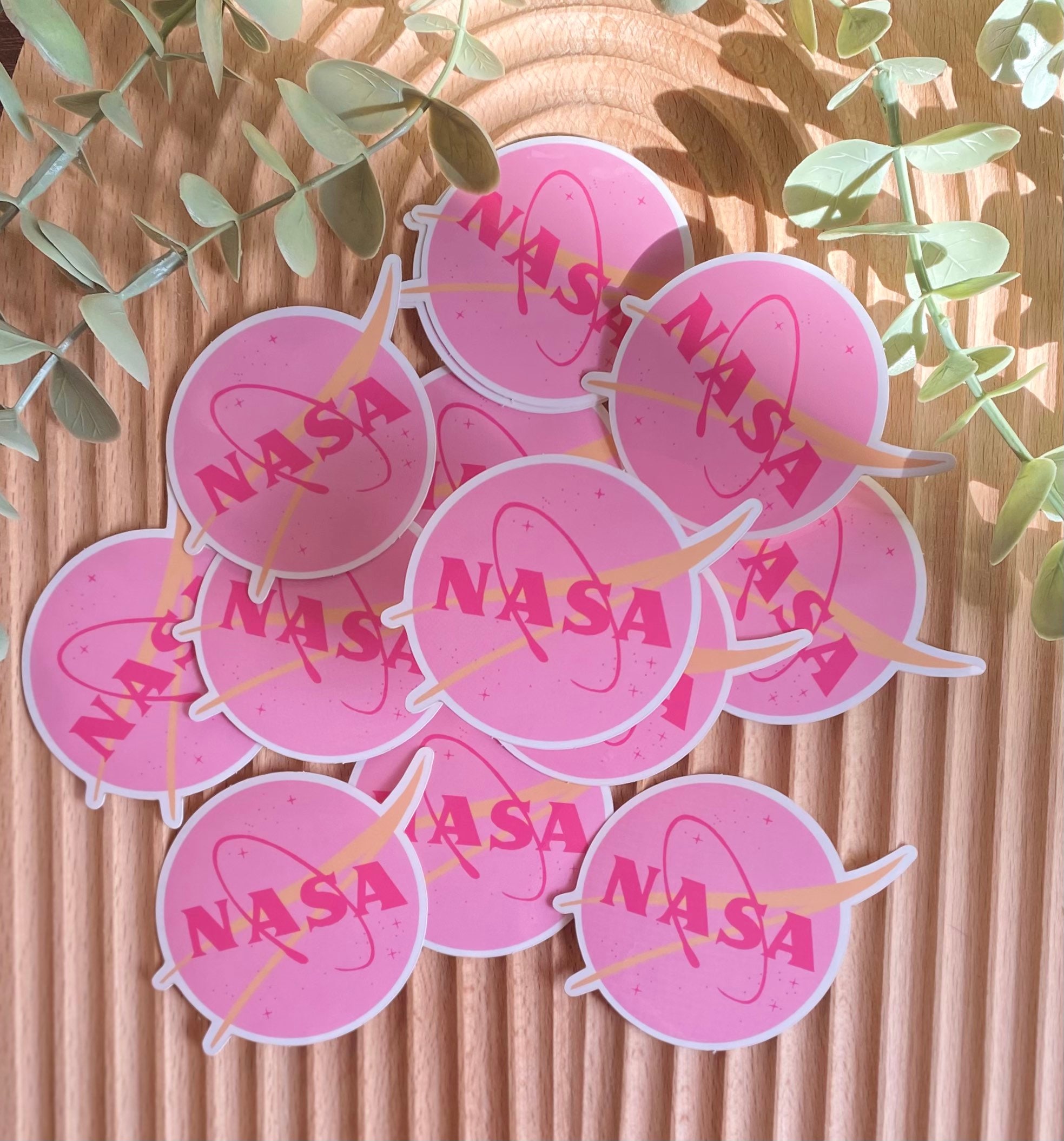 Pink NASA Logo Sticker by AJ27 in 2021. Nasa , Cute laptop