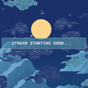 Night Sky Stream Screens for Twitch | Starting Soon, Be Right Back, Stream Ending Scene, Offline | Japanese Inspired Night Sky