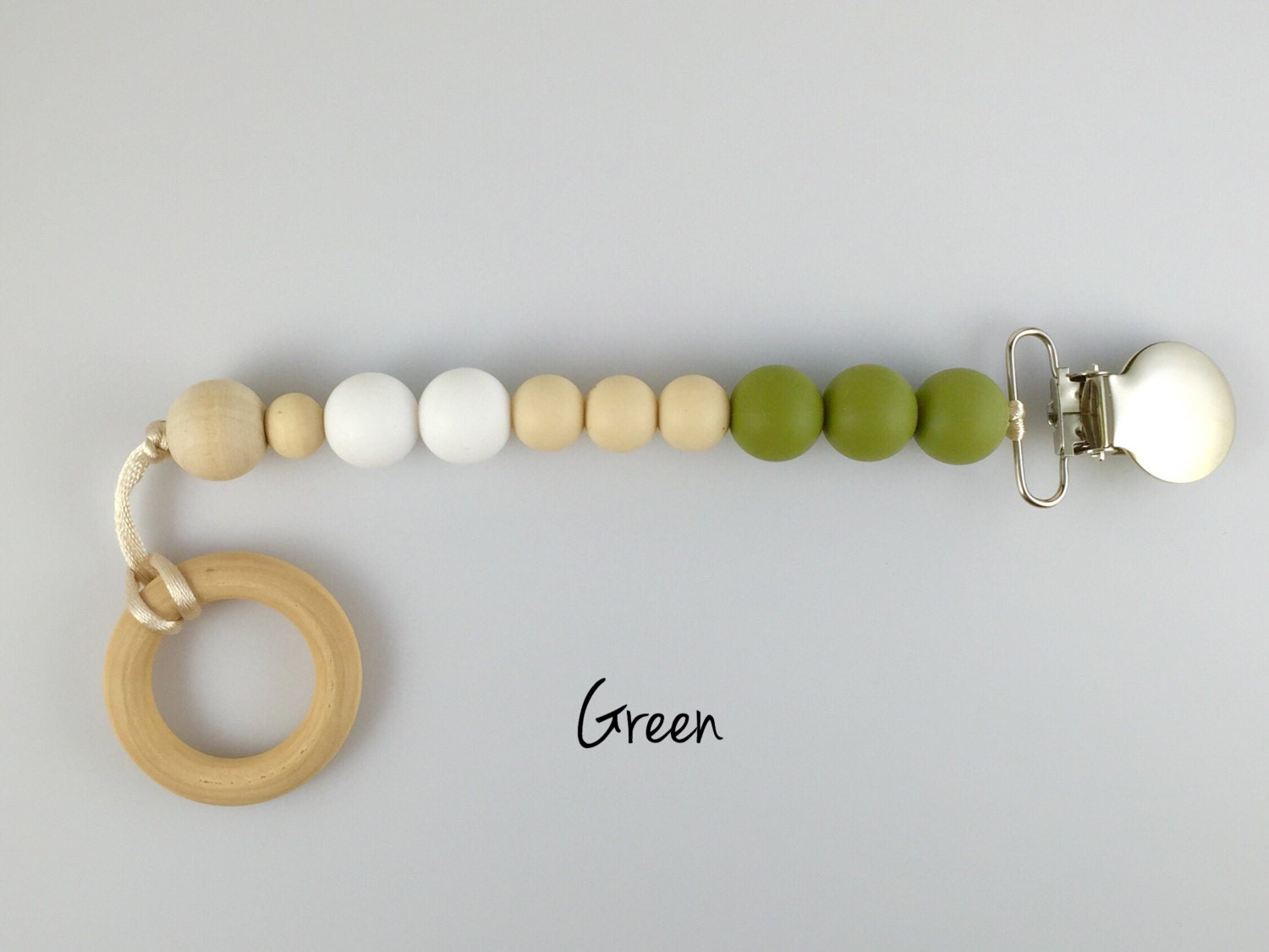 Neutral Pacifier Clip Blue Green Black Silicone Beads Etsy