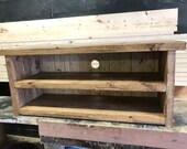 Hand Made Solid Wood Rustic Straight Tv Stand - solid wood