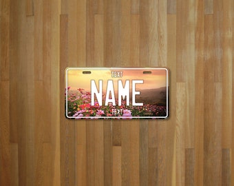 Personalised Flower License Plate (choose your text, color, size, material)