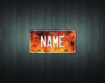 Personalised Flame License Plate (choose your text, color, size, material)