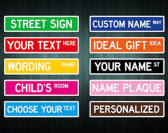 Custom mini street sign (choose your text, color, size, material)