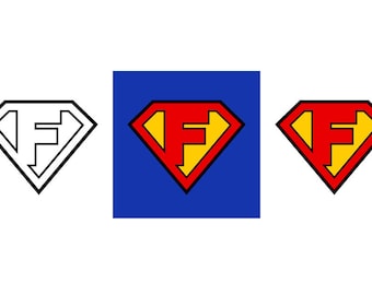 Superman Letter F - Download Digital Clipart Silhouette Vector Files