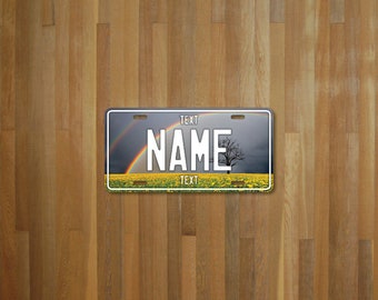 Personalised Rainbow Field License Plate (choose your text, color, size, material)