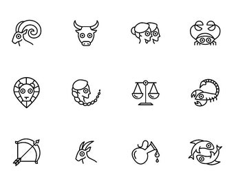 Zodiac Symbols - Download Digital Clipart Silhouette Vector Files