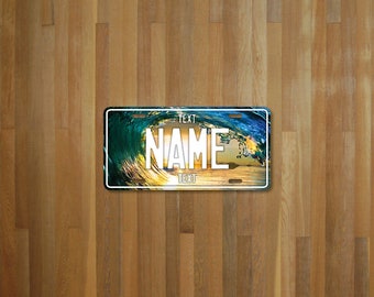 Personalised Wave License Plate (choose your text, color, size, material)