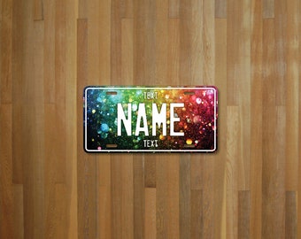 Personalised Rainbow Glitter License Plate (choose your text, color, size, material)