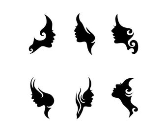Female Face Profile - Download Digital Clipart Silhouette Vector Files