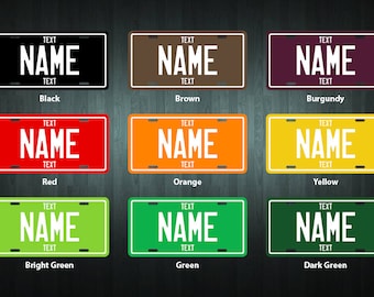 Personalized Metal License Plate (choose your text, color, size)